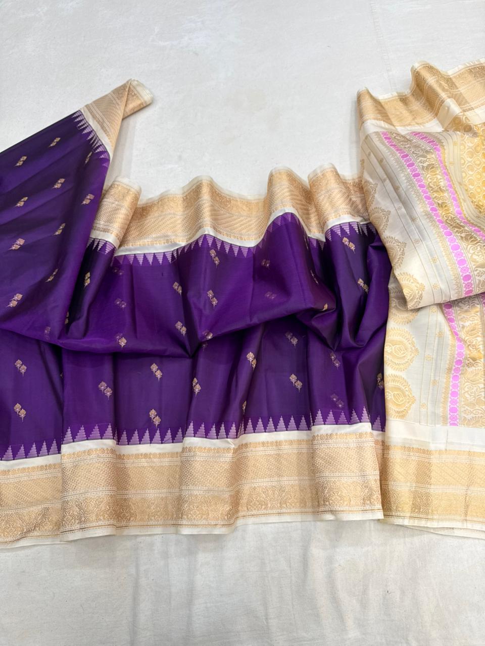 Gadwal Vintage Pure Silk Temple Border Saree