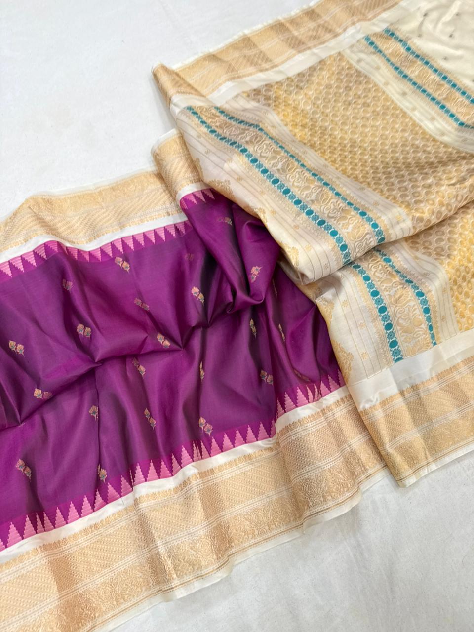 Gadwal Vintage Pure Silk Temple Border Saree