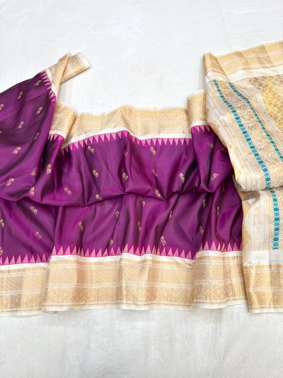 Gadwal Vintage Pure Silk Temple Border Saree