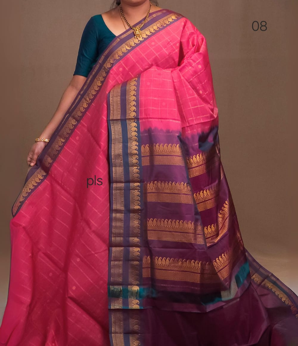 Gadwal Silk Cotton Saree With Zari Weaving