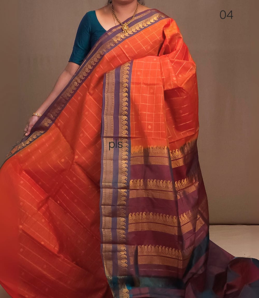 Gadwal Silk Cotton Saree With Zari Weaving