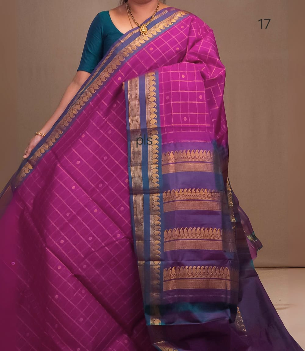 Gadwal Silk Cotton Saree With Zari Weaving