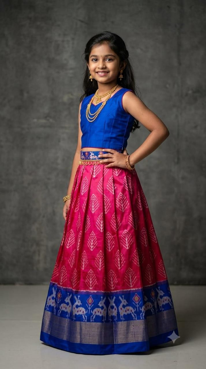 Ikkat Pure Silk Medium Size Lehenga