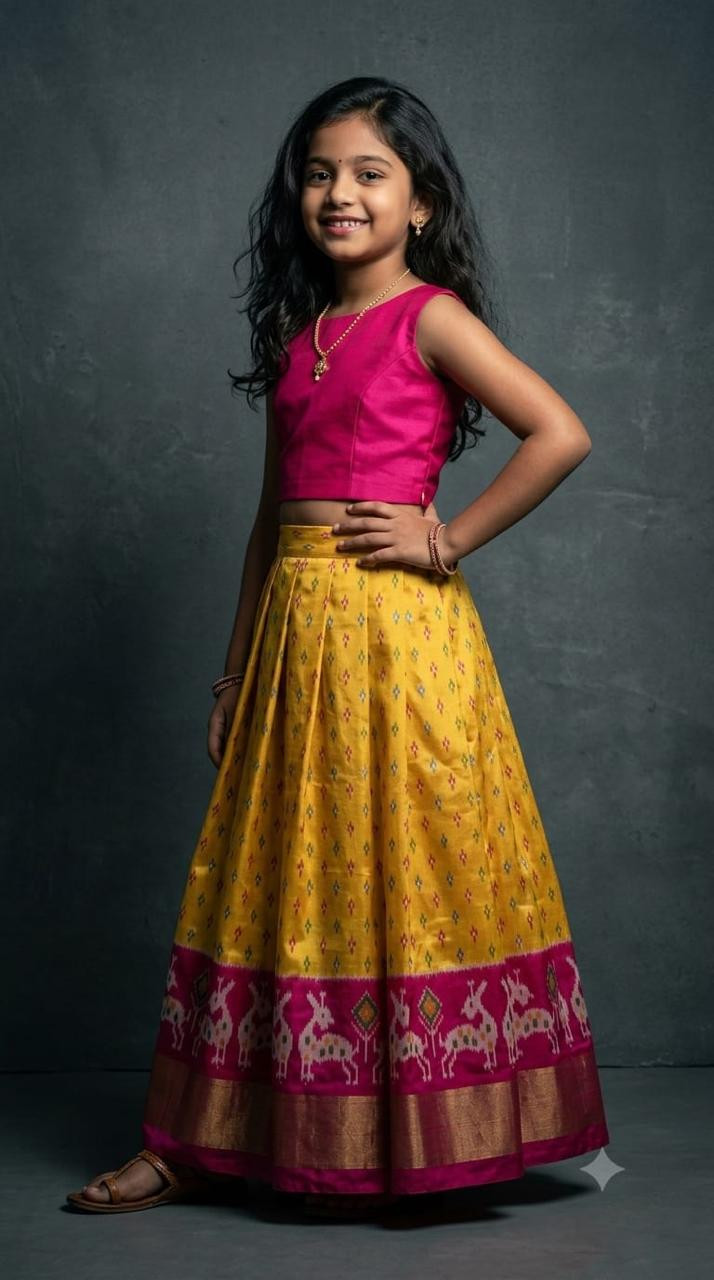 Ikkat Pure Silk Medium Size Lehenga