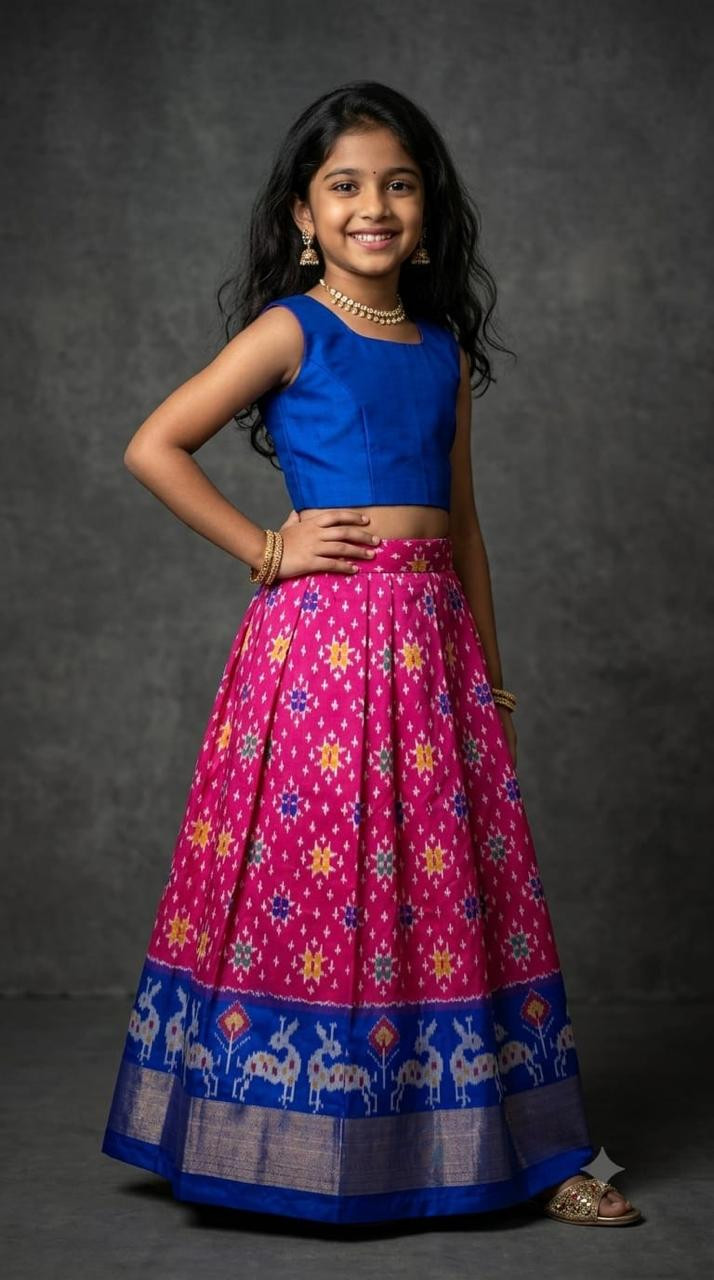 Ikkat Pure Silk Medium Size Lehenga