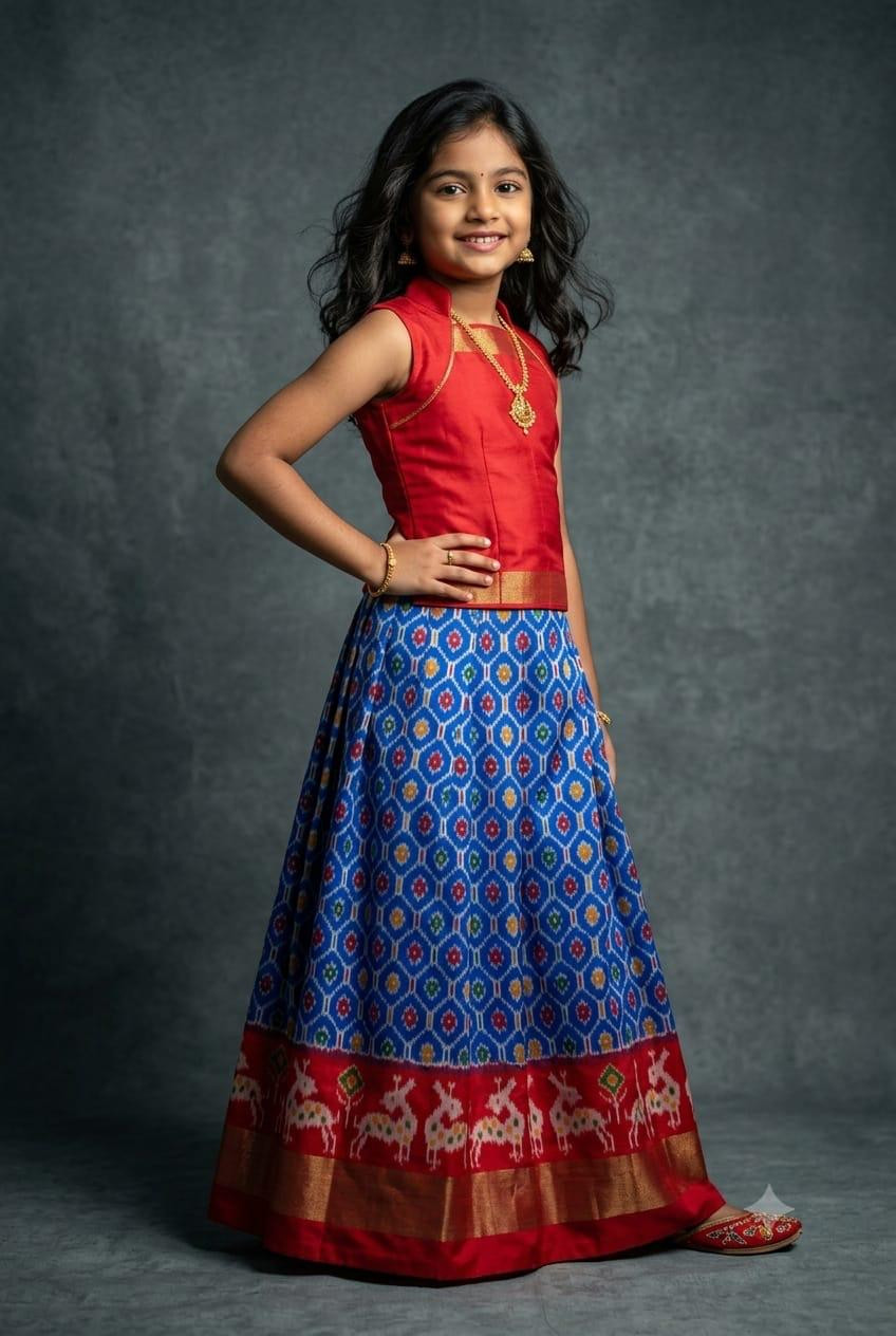 Ikkat Pure Silk Medium Size Lehenga
