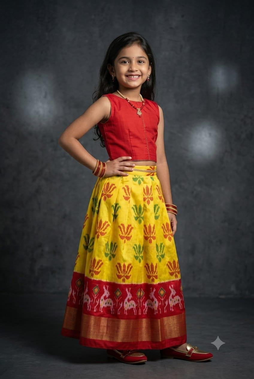 Ikkat Pure Silk Medium Size Lehenga