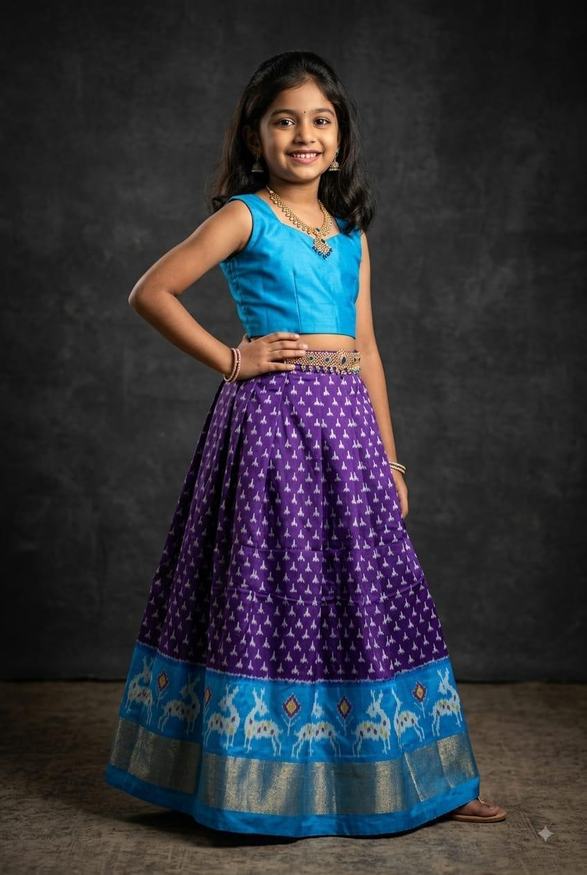 Ikkat Pure Silk Medium Size Lehenga