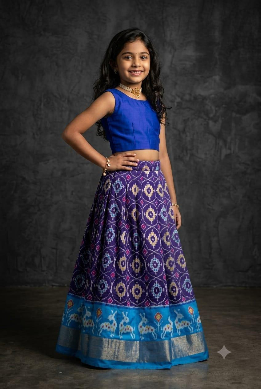 Ikkat Pure Silk Medium Size Lehenga