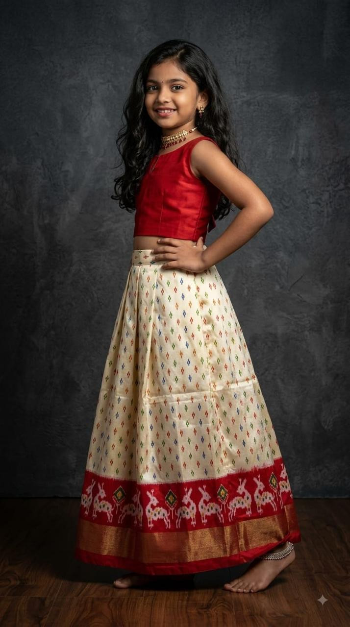 Ikkat Pure Silk Medium Size Lehenga