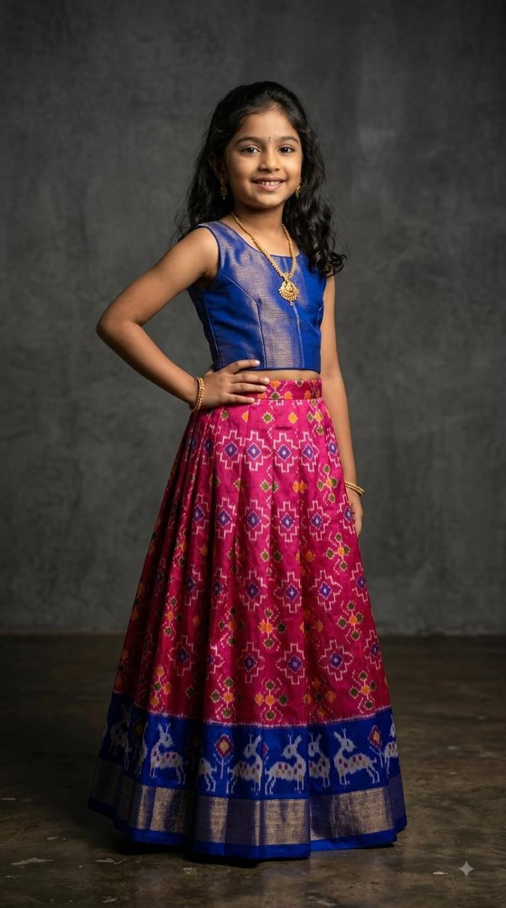 Ikkat Pure Silk Medium Size Lehenga