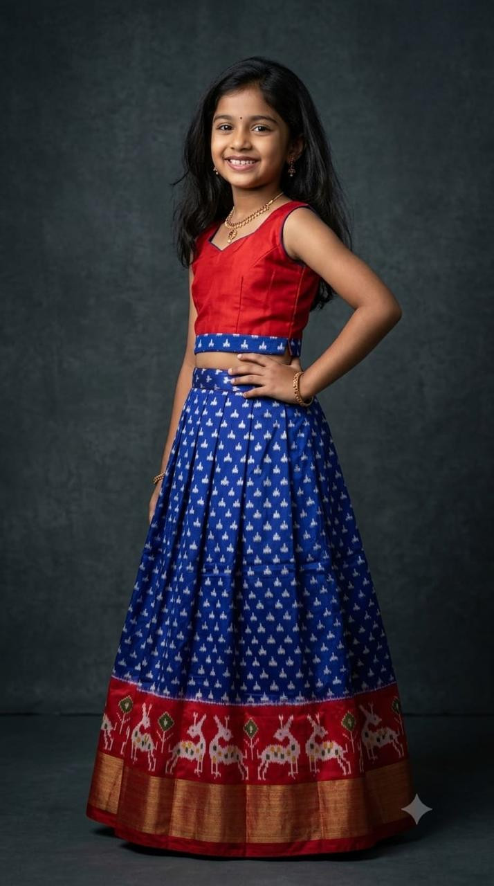 Ikkat Pure Silk Medium Size Lehenga