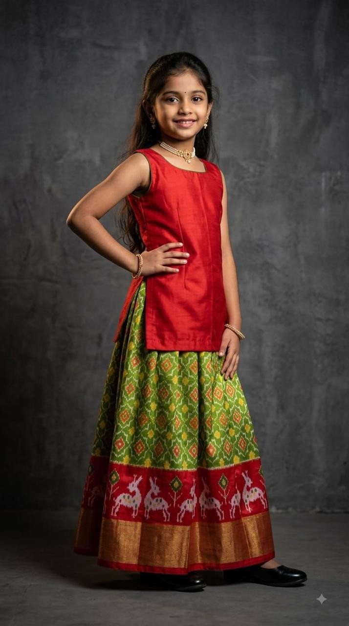 Ikkat Pure Silk Medium Size Lehenga