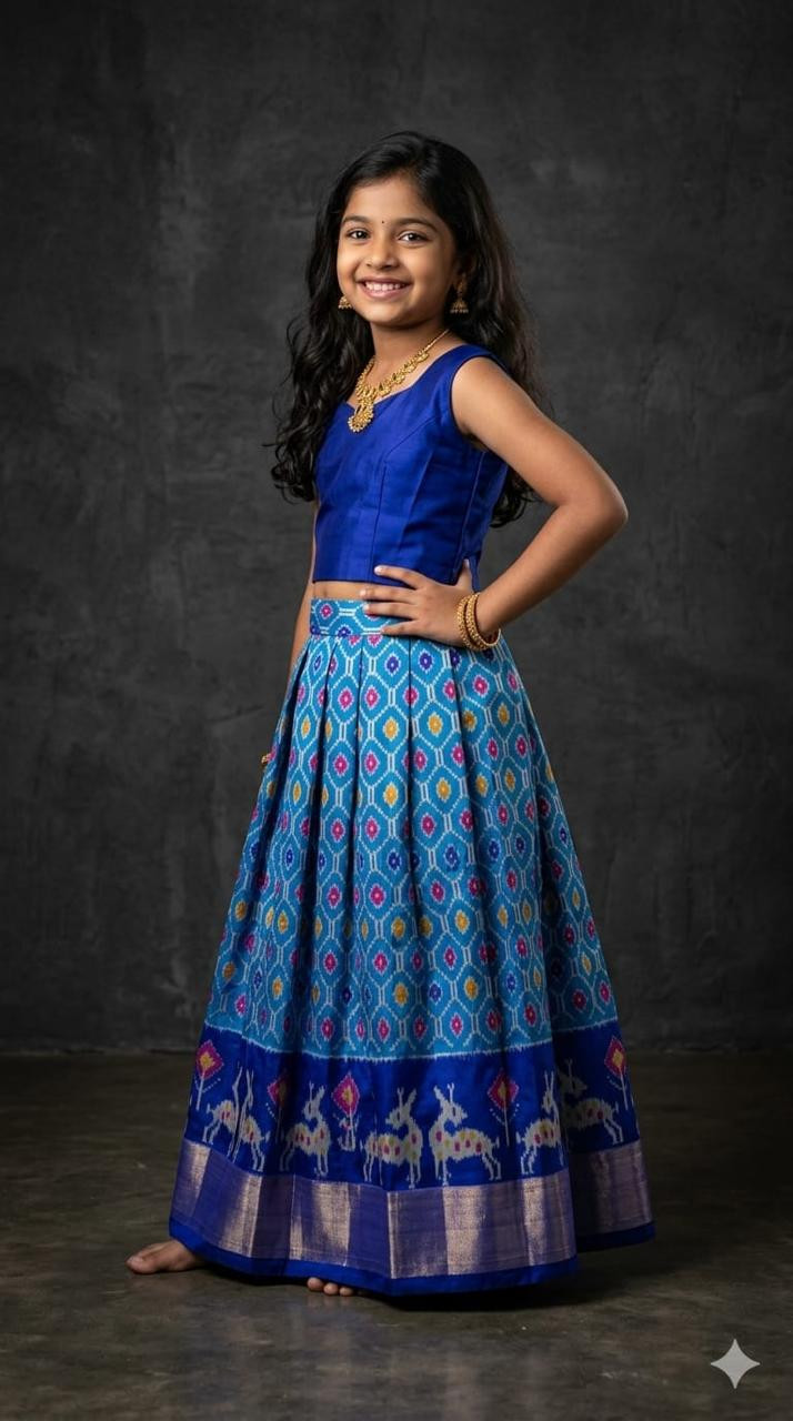 Ikkat Pure Silk Medium Size Lehenga