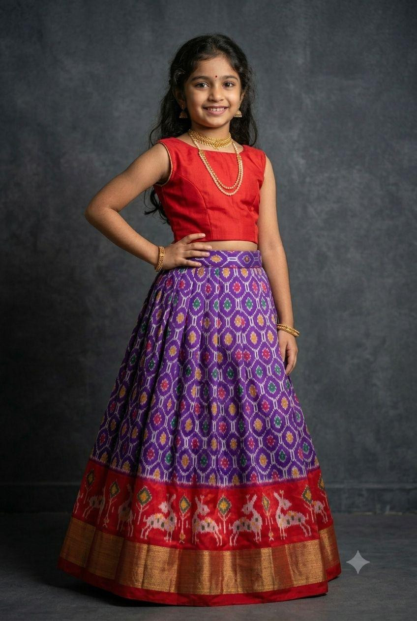 Ikkat Pure Silk Medium Size Lehenga