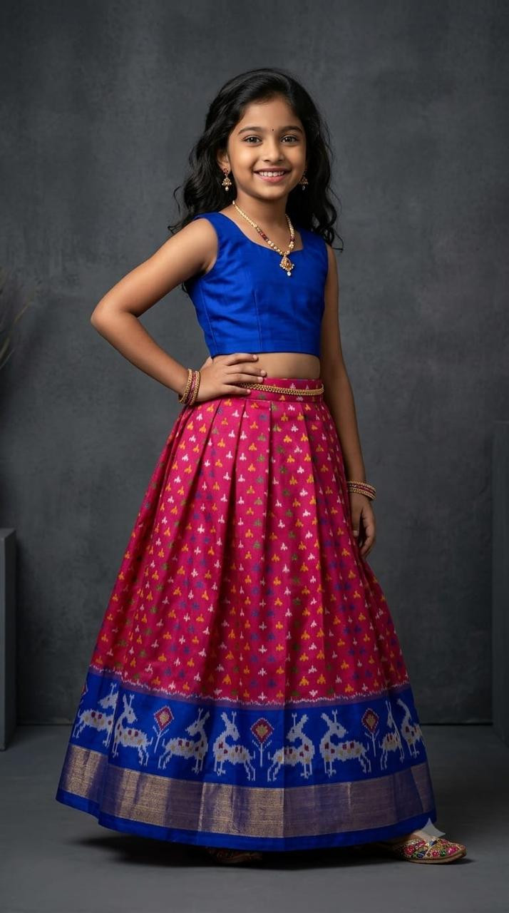 Ikkat Pure Silk Medium Size Lehenga