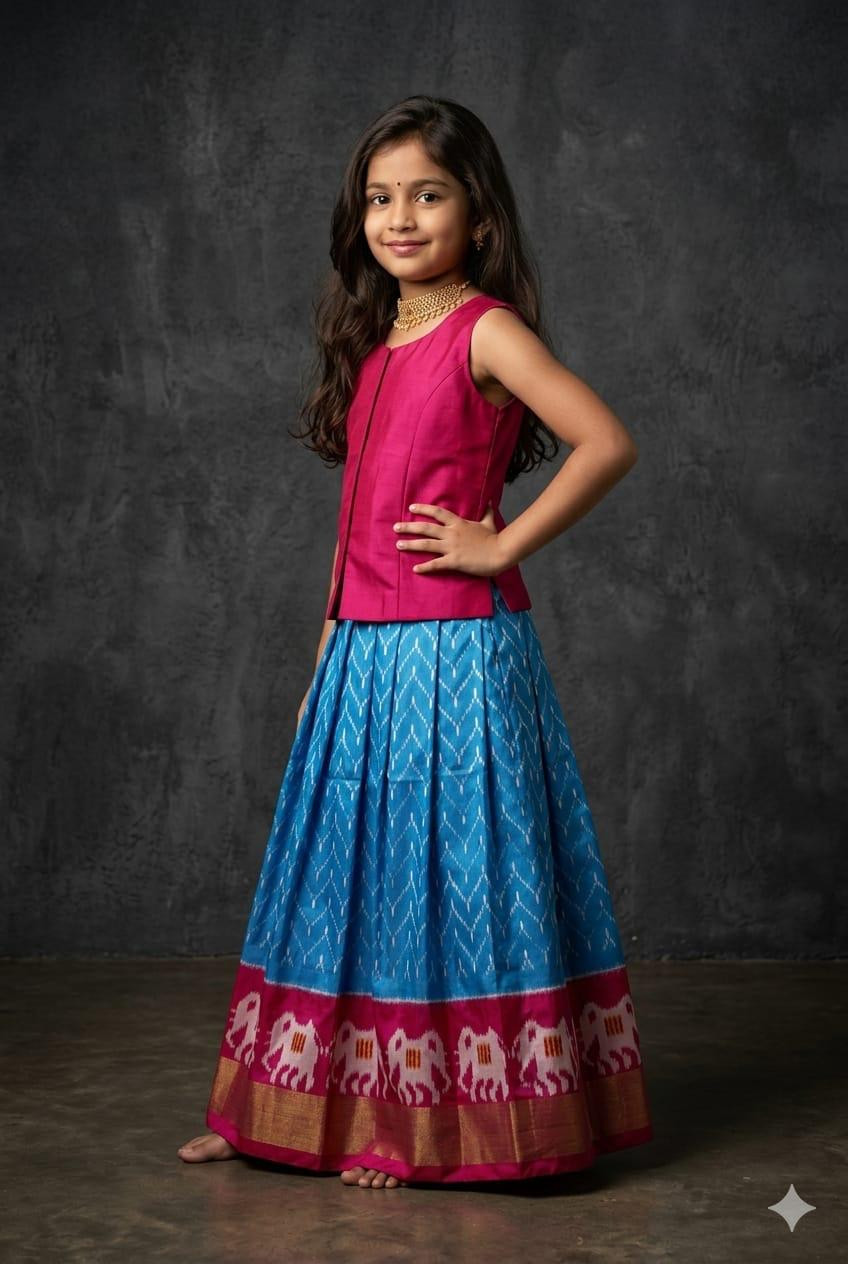 Ikkat Pure Silk Medium Size Lehenga