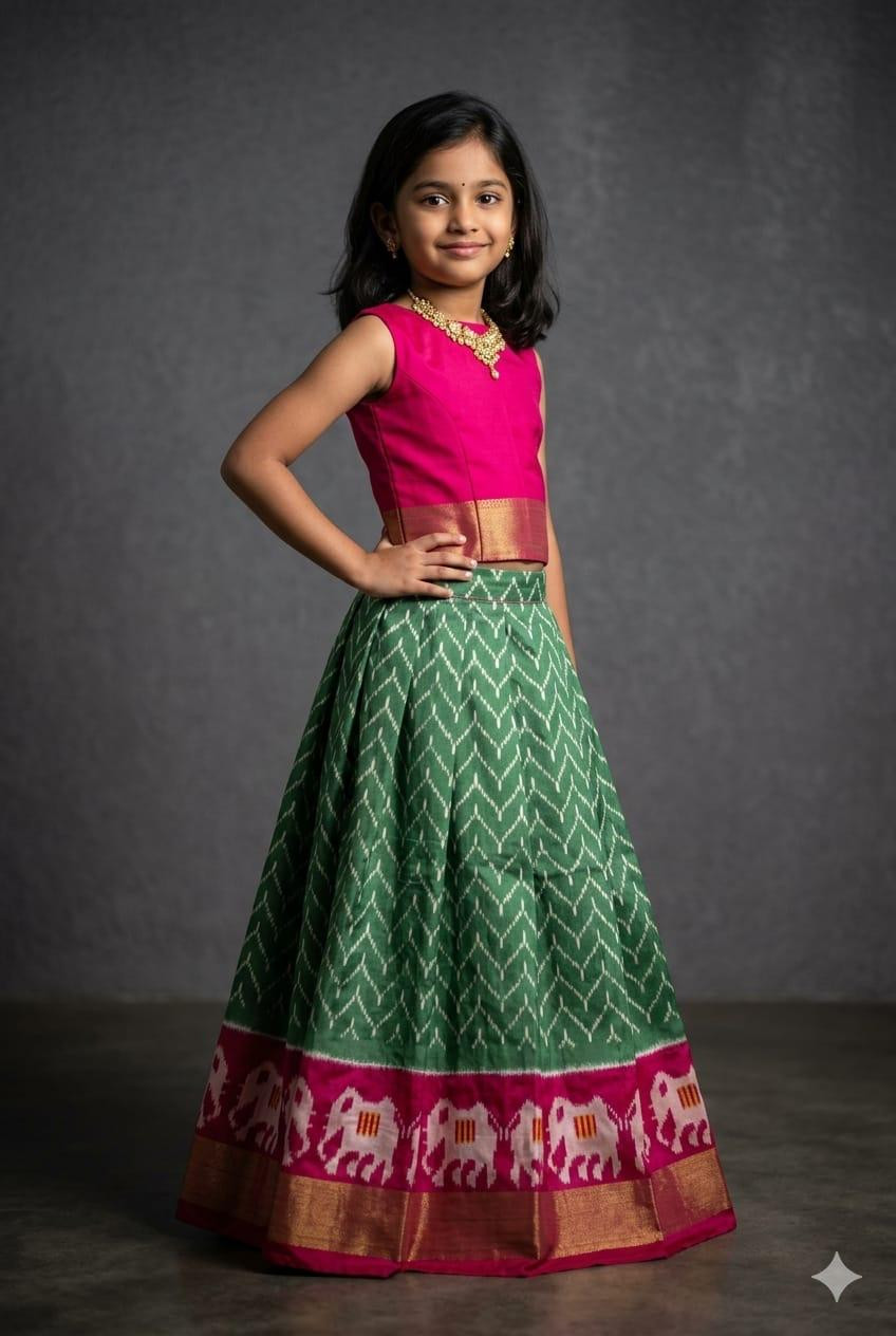 Ikkat Pure Silk Medium Size Lehenga