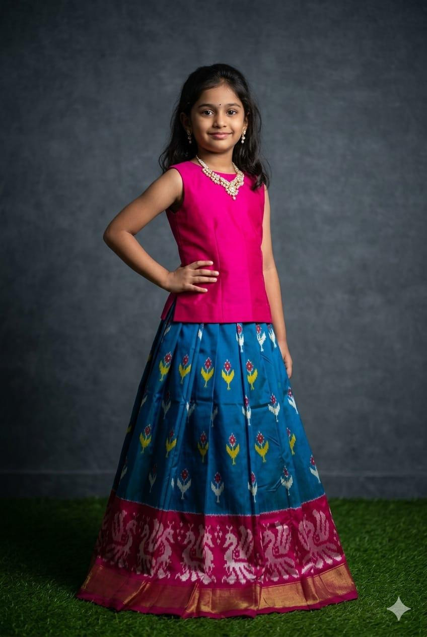 Ikkat Pure Silk Medium Size Lehenga