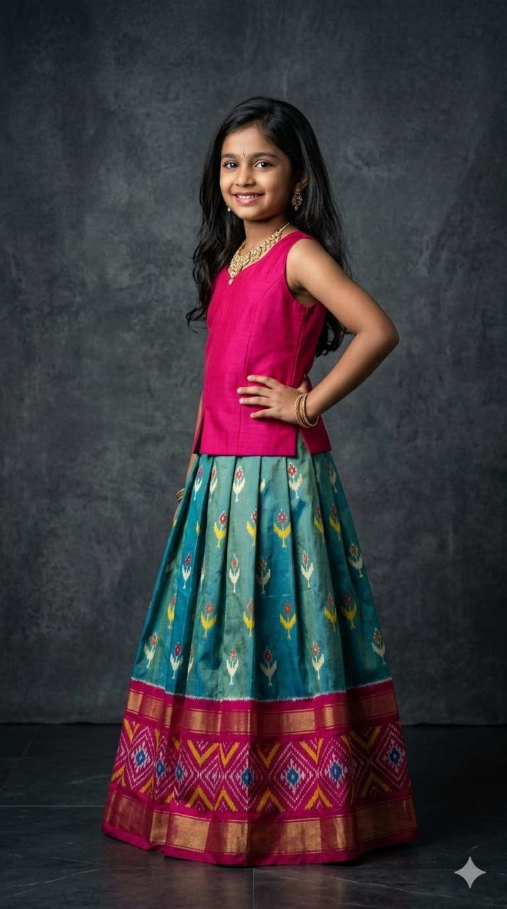 Ikkat Pure Silk Medium Size Lehenga