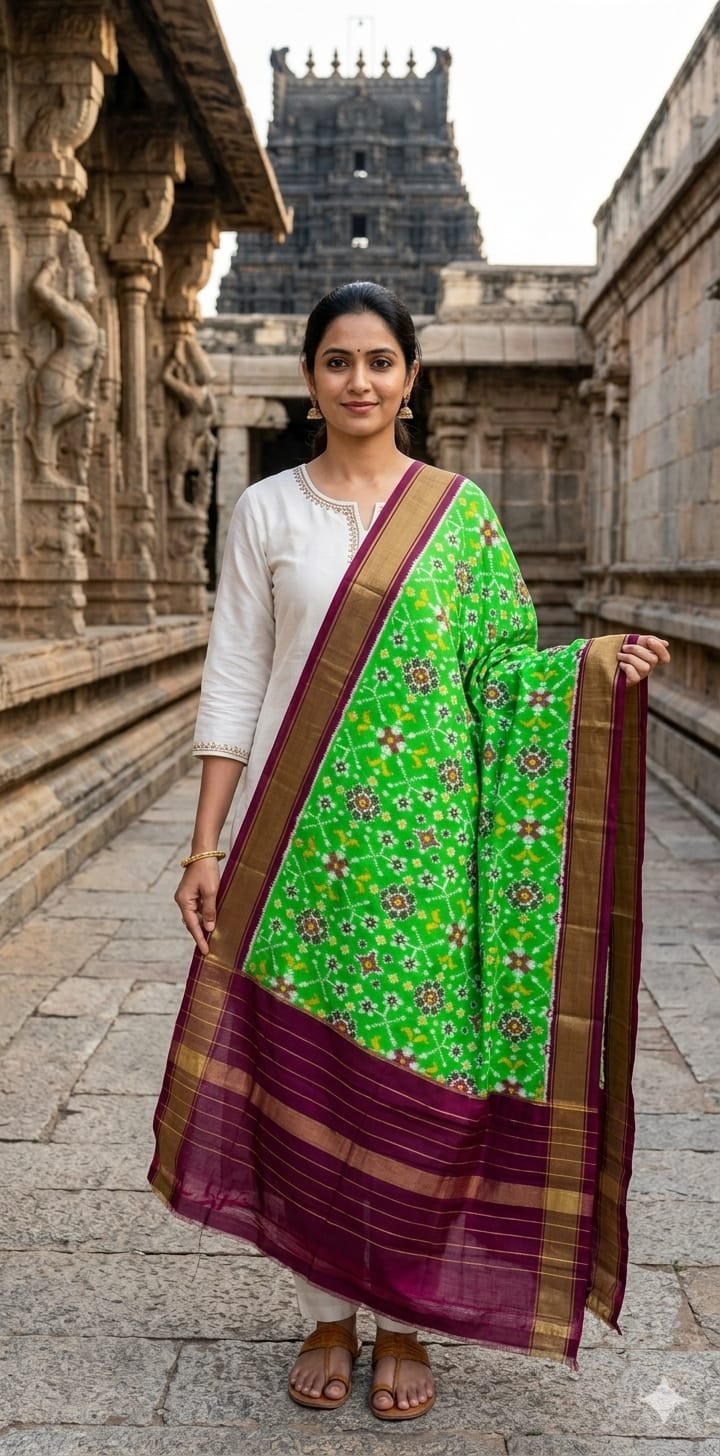Ikkat Pure Silk Dupatta