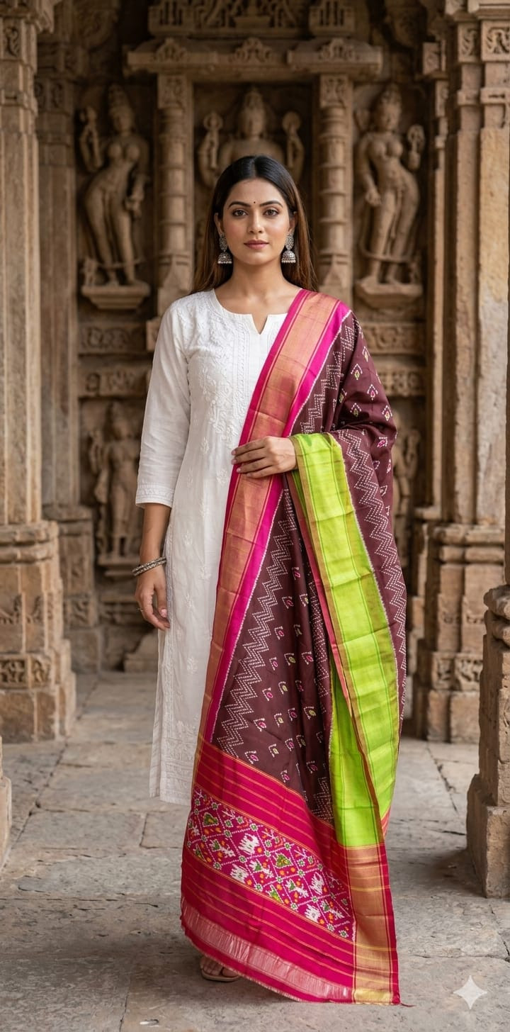 Ikkat Pure Silk Dupatta