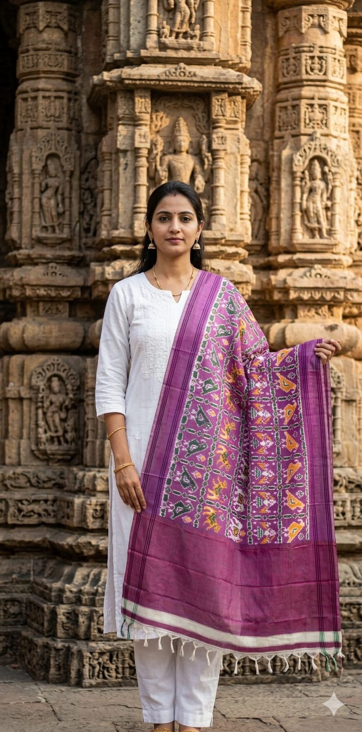 Ikkat Pure Silk Dupatta