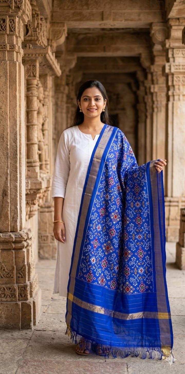 Ikkat Pure Silk Dupatta