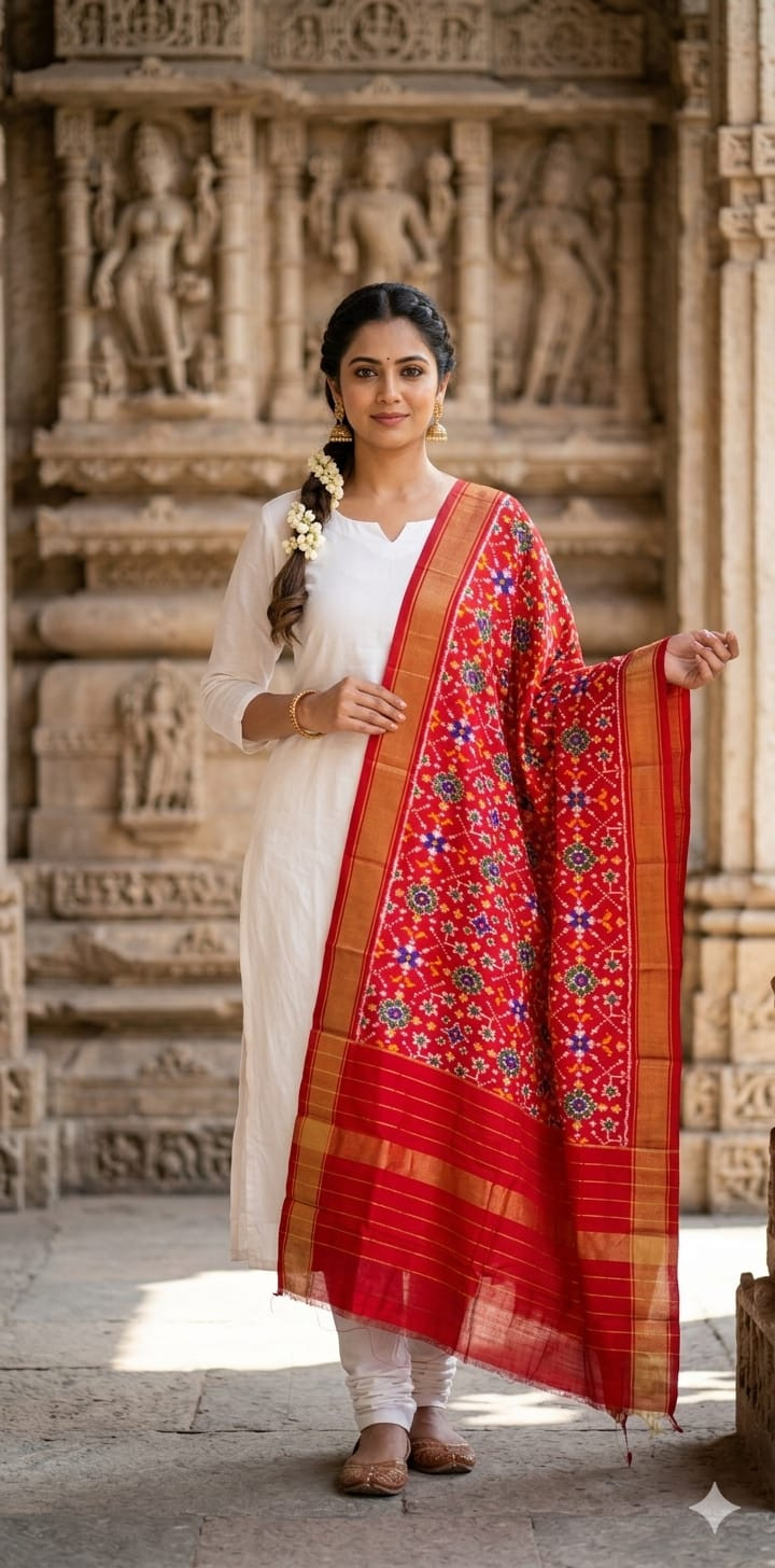 Ikkat Pure Silk Dupatta