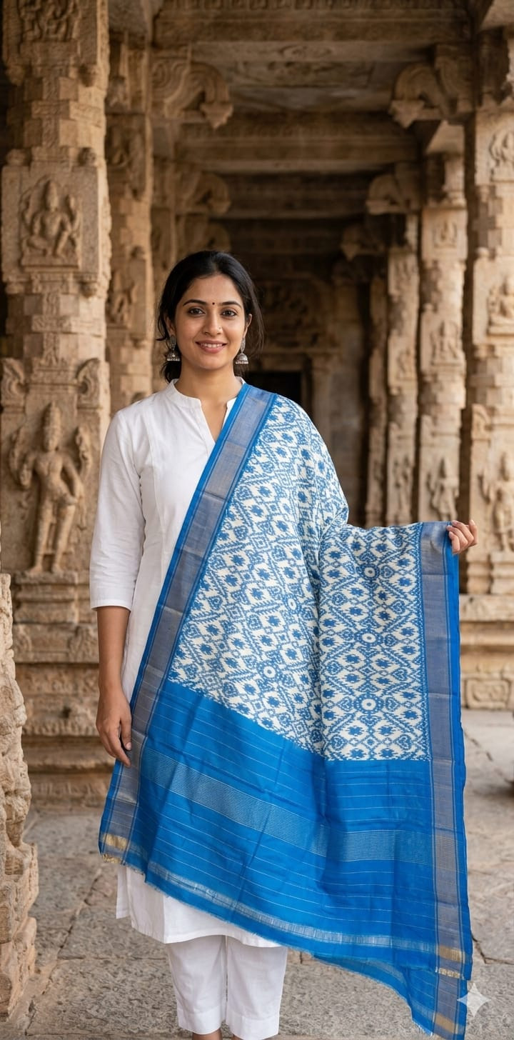 Ikkat Pure Silk Dupatta