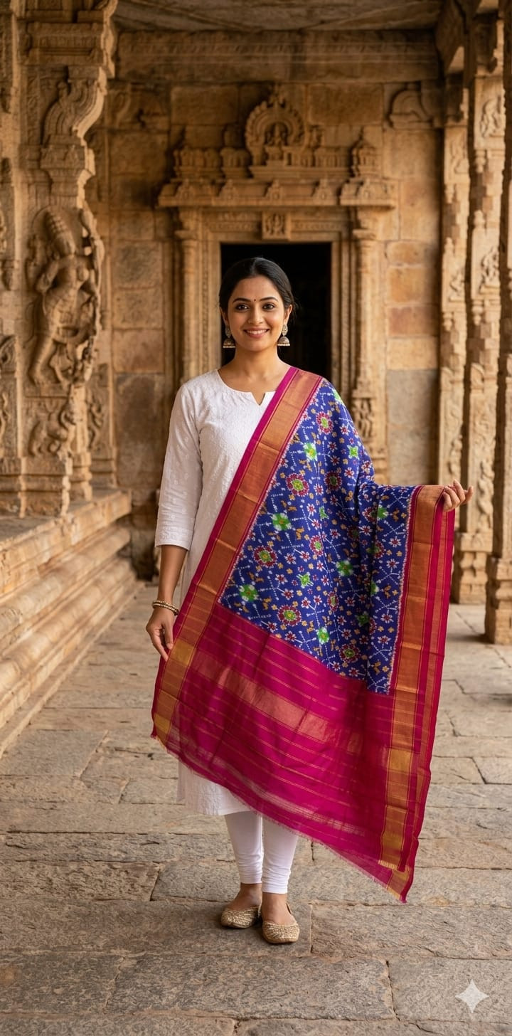 Ikkat Pure Silk Dupatta
