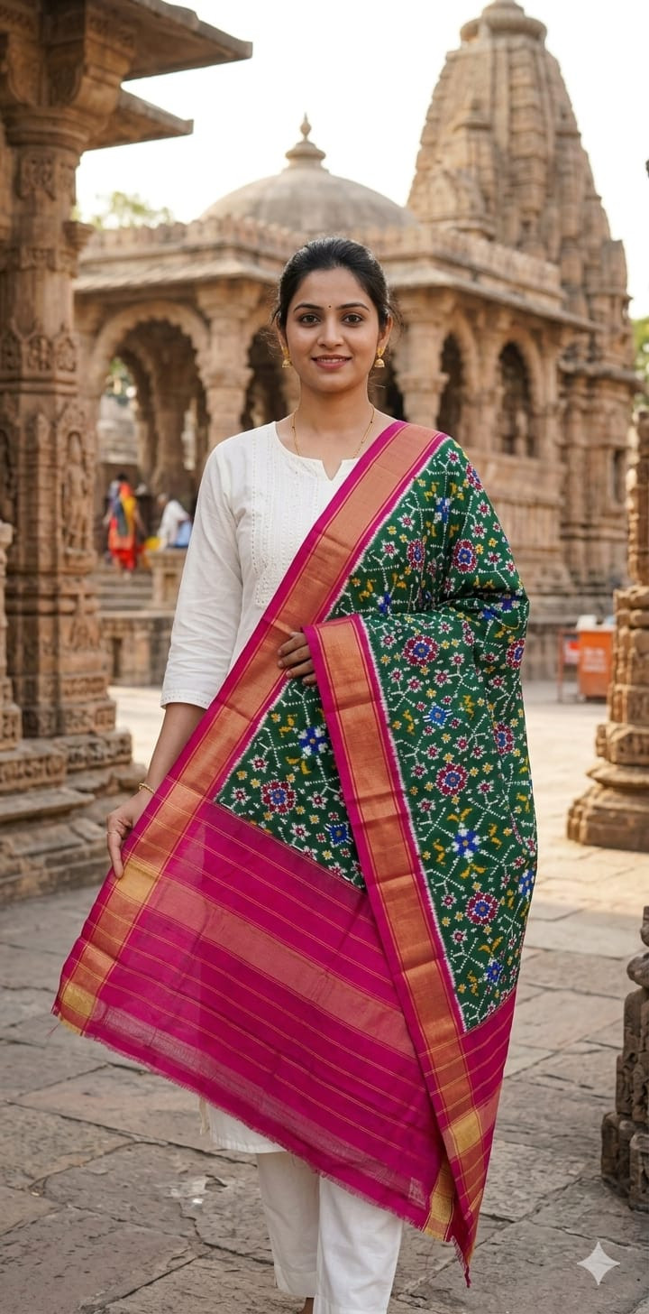 Ikkat Pure Silk Dupatta