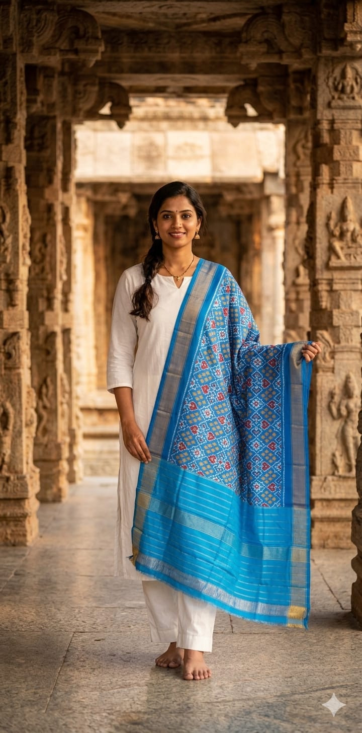 Ikkat Pure Silk Dupatta