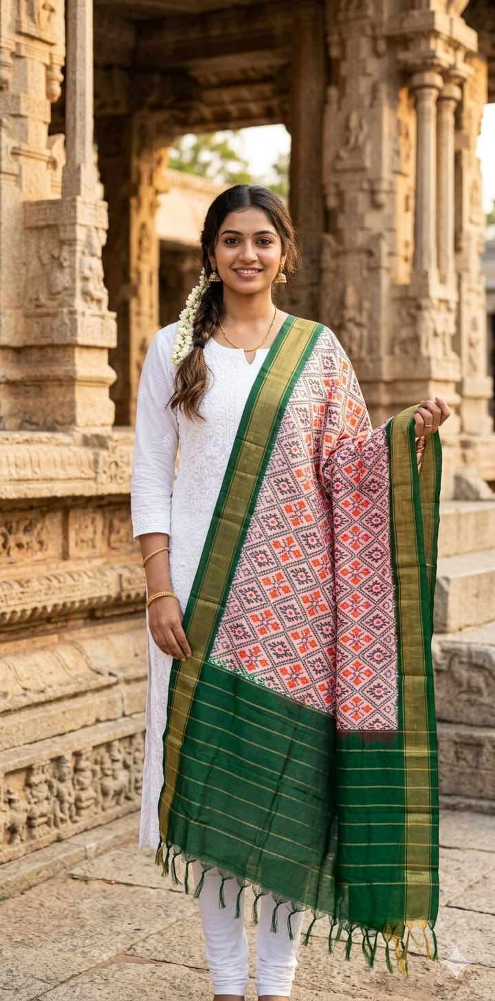 Ikkat Pure Silk Dupatta