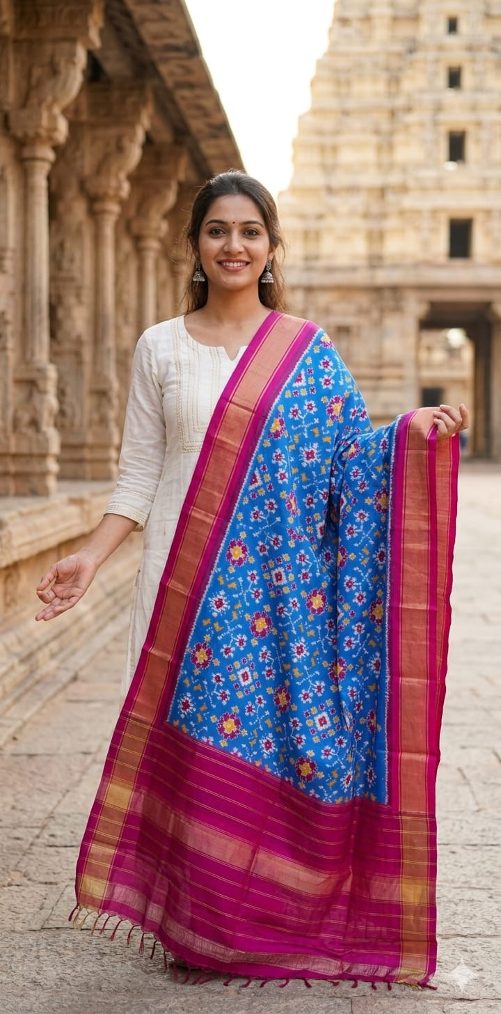 Ikkat Pure Silk Dupatta