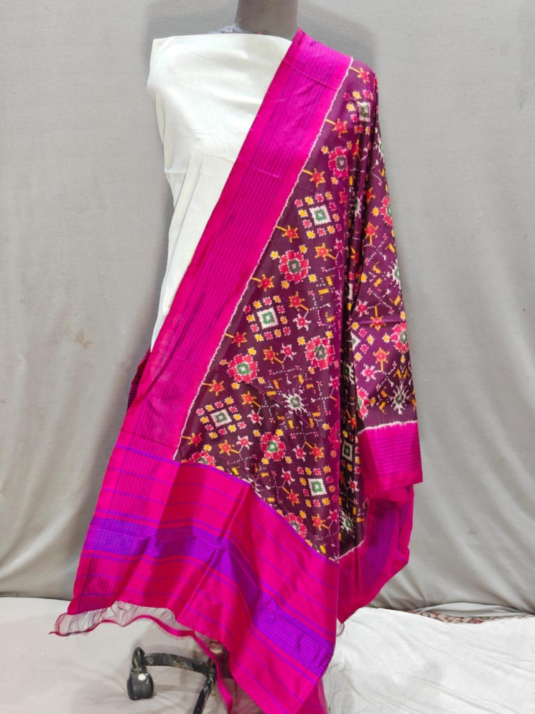 Image of Ikkat Pure Silk Dupatta