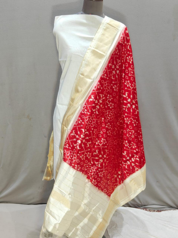 Image of Ikkat Pure Silk Dupatta
