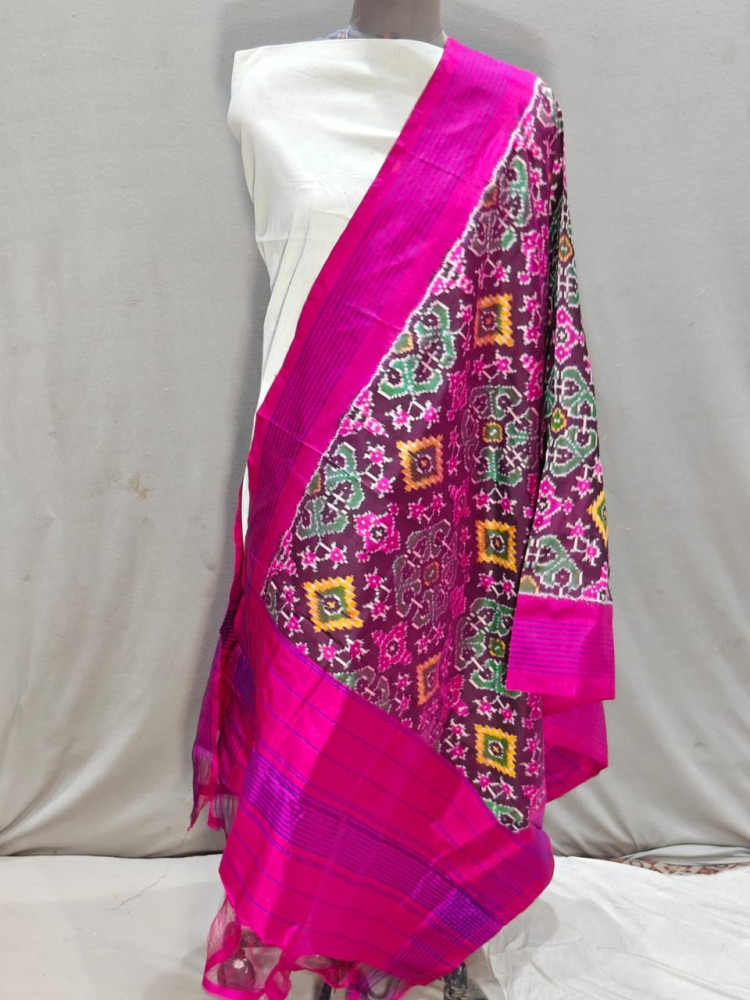 Image of Ikkat Pure Silk Dupatta