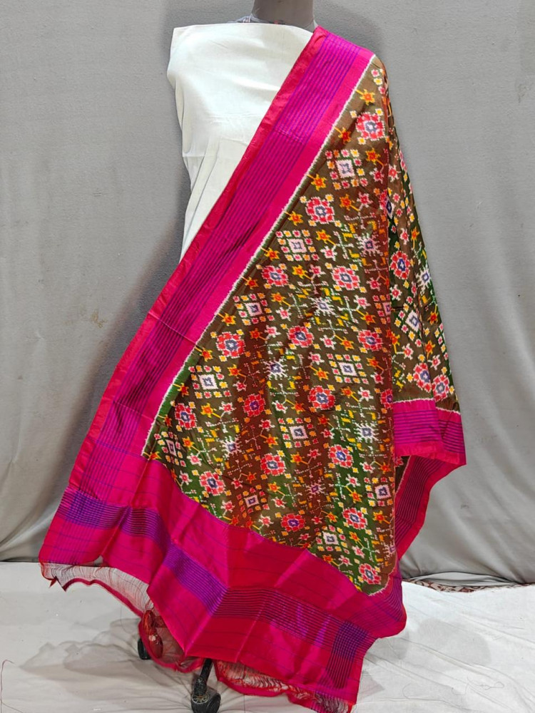 Image of Ikkat Pure Silk Dupatta