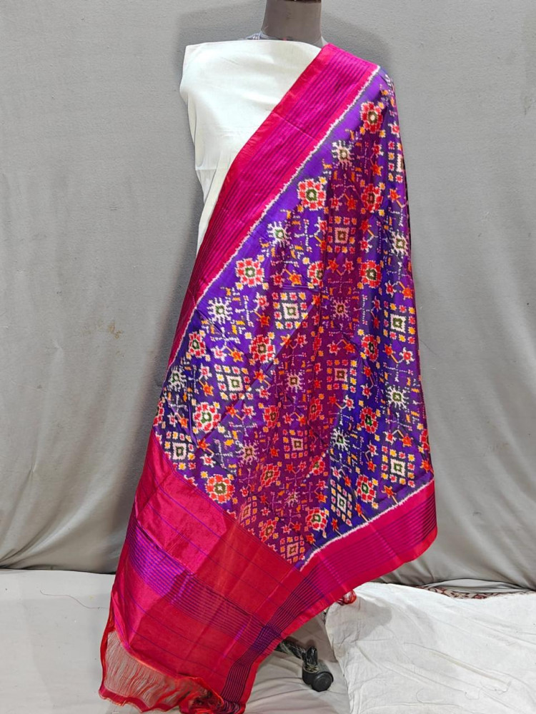 Image of Ikkat Pure Silk Dupatta