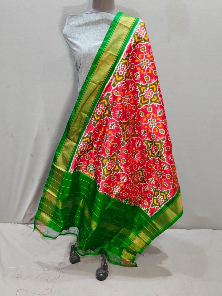 Image of Ikkat Pure Silk Dupatta