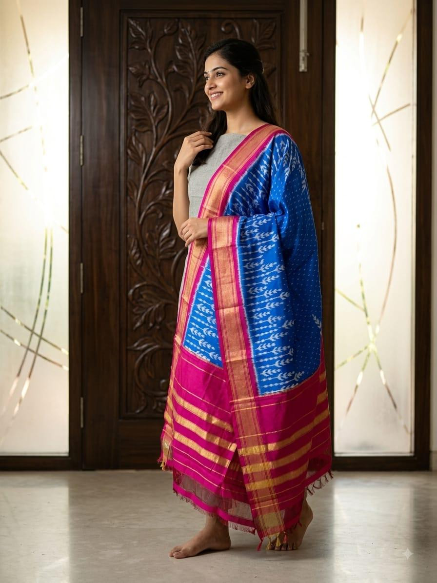 Ikkat Pure Silk Dupatta