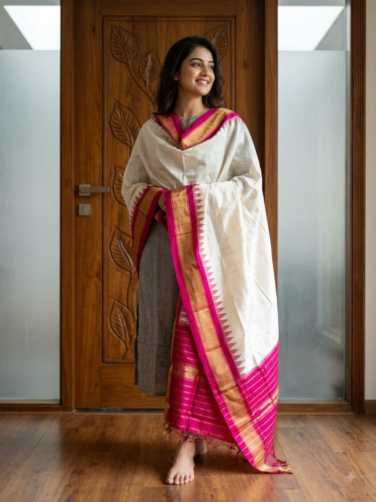 Image of Ikkat Pure Silk Dupatta