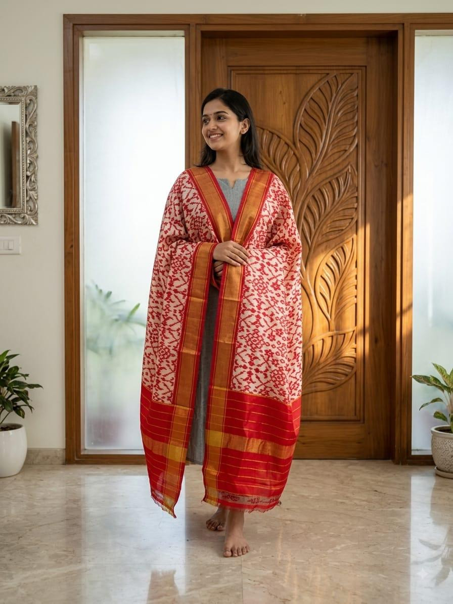 Ikkat Pure Silk Dupatta
