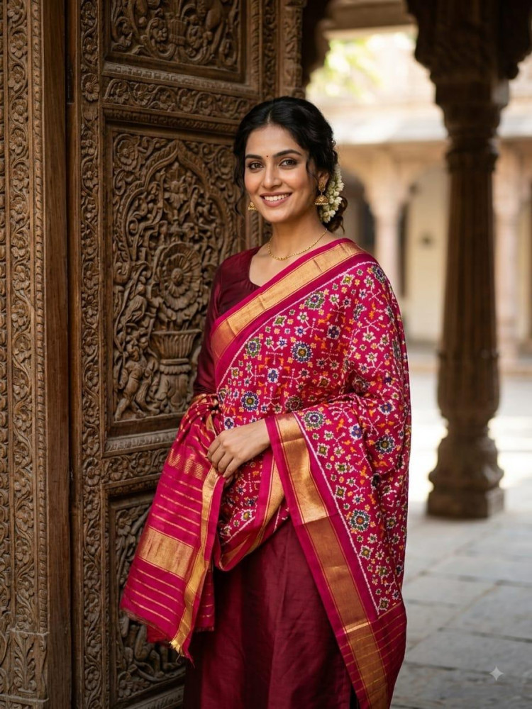Image of Ikkat Pure Silk Dupatta