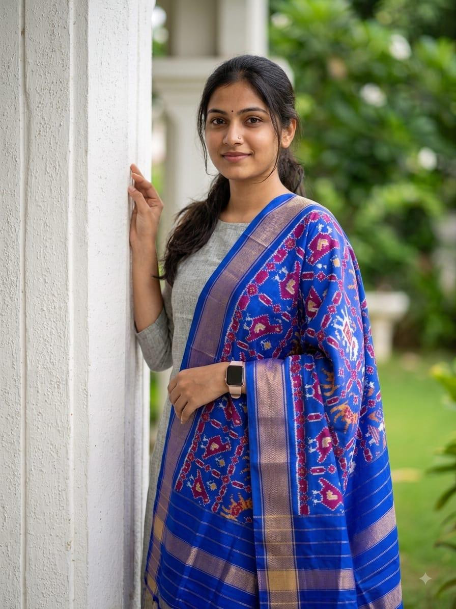 Ikkat Pure Silk Dupatta
