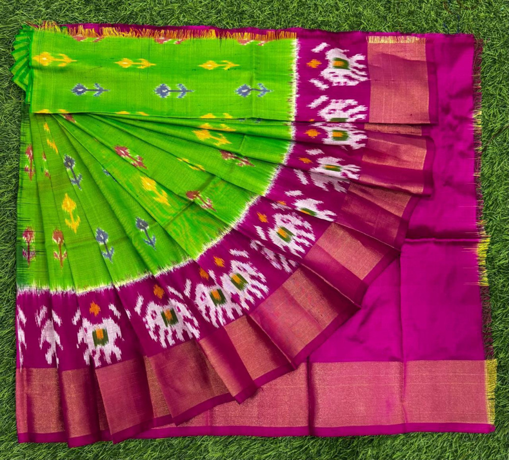Image of Ikkat Pure Silk Zero Size Lehenga