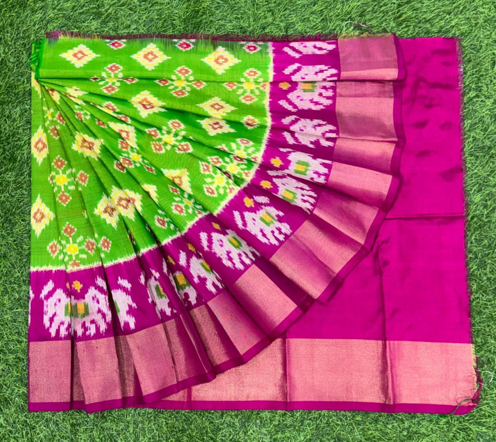 Image of Ikkat Pure Silk Zero Size Lehenga