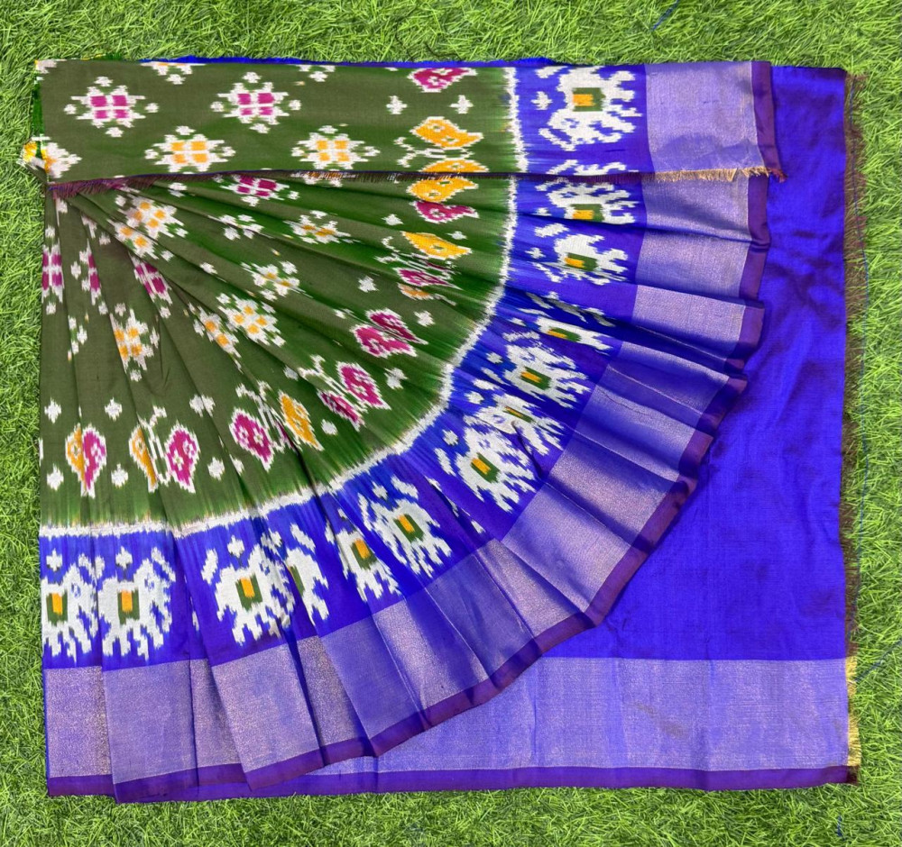Image of Ikkat Pure Silk Zero Size Lehenga