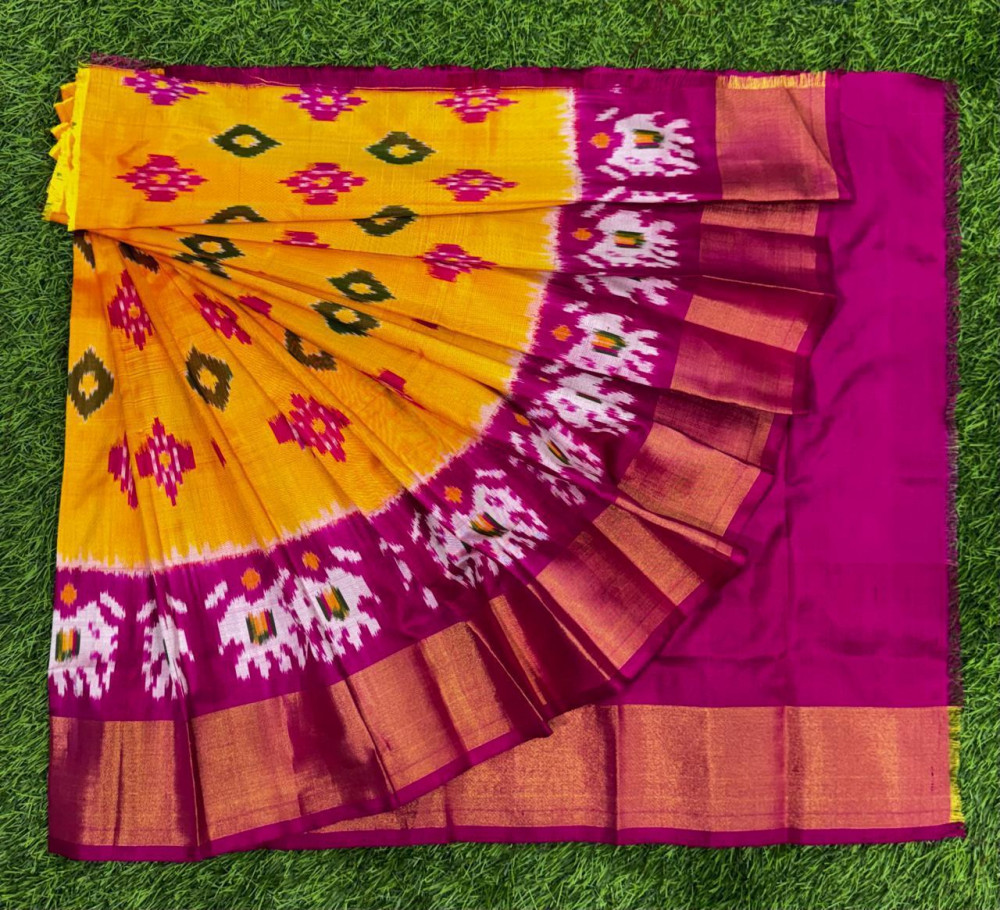 Image of Ikkat Pure Silk Zero Size Lehenga